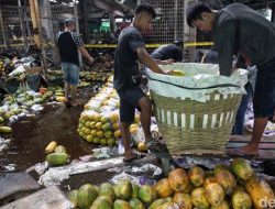 Pedagang Jualan Lagi di Pasar Induk Kramat Jati Meski Kios Hangus